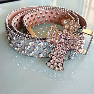 Bedazzled Belt With Cross Buckle